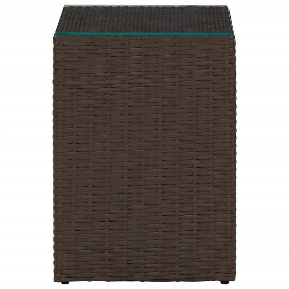 vidaXL Side Tables 3 pcs with Glass Top Brown Poly Rattan. Picture 4