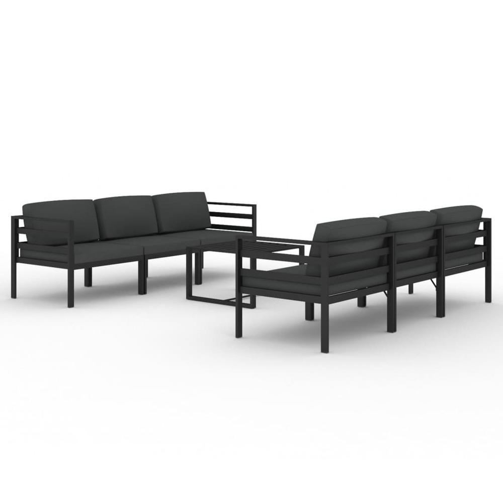 vidaXL 7 Piece Patio Lounge Set with Cushions Aluminum Anthracite, 3107805. Picture 2