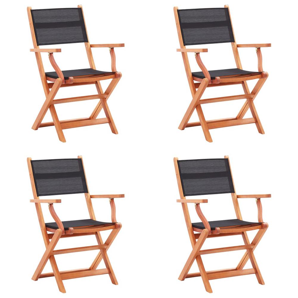 vidaXL Folding Patio Chairs 4 pcs Solid Eucalyptus Wood&Textilene, 316121. Picture 1