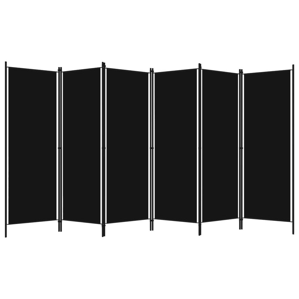vidaXL 6-Panel Room Divider Black 118.1"x70.9". Picture 2