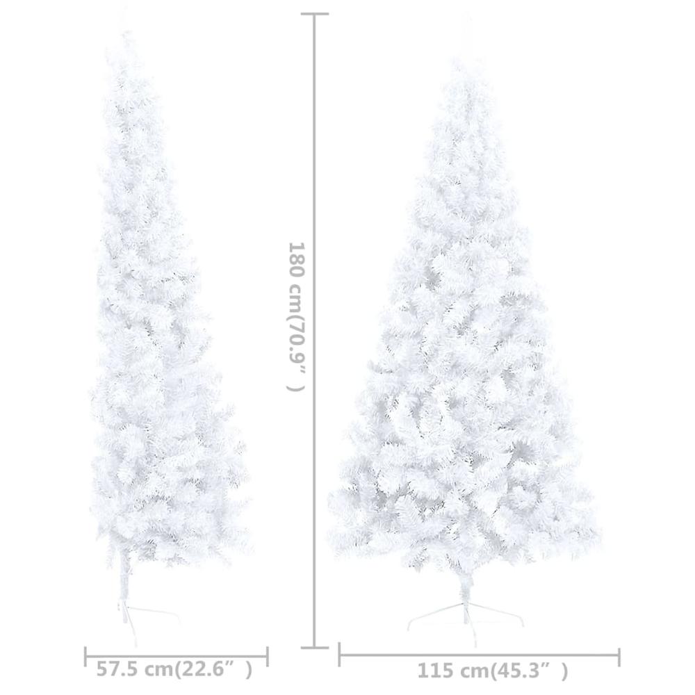 vidaXL Artificial Half Christmas Tree with LEDs&Ball Set White 70.9", 3077656. Picture 12