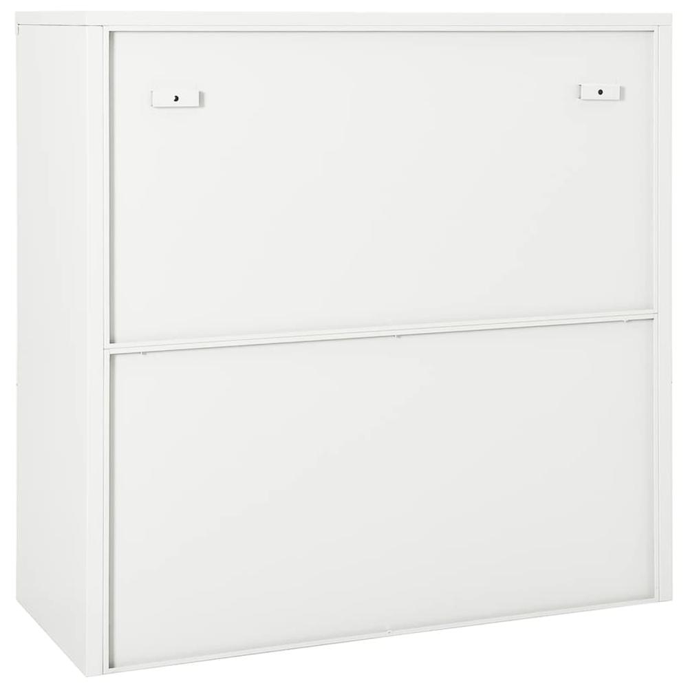 vidaXL Sliding Door Cabinet White 35.4"x15.7"x35.4" Steel, 335954. Picture 4