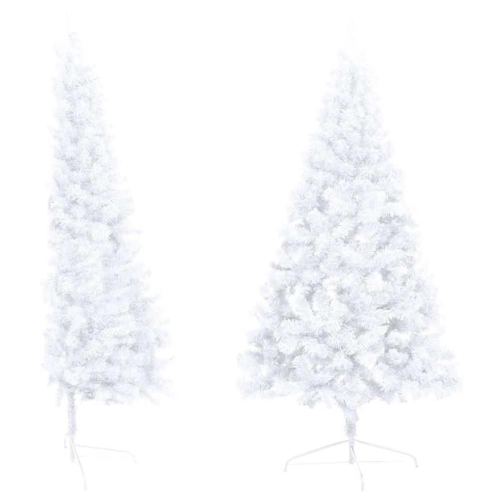 vidaXL Artificial Half Christmas Tree with LEDs&Ball Set White 70.9", 3077656. Picture 3
