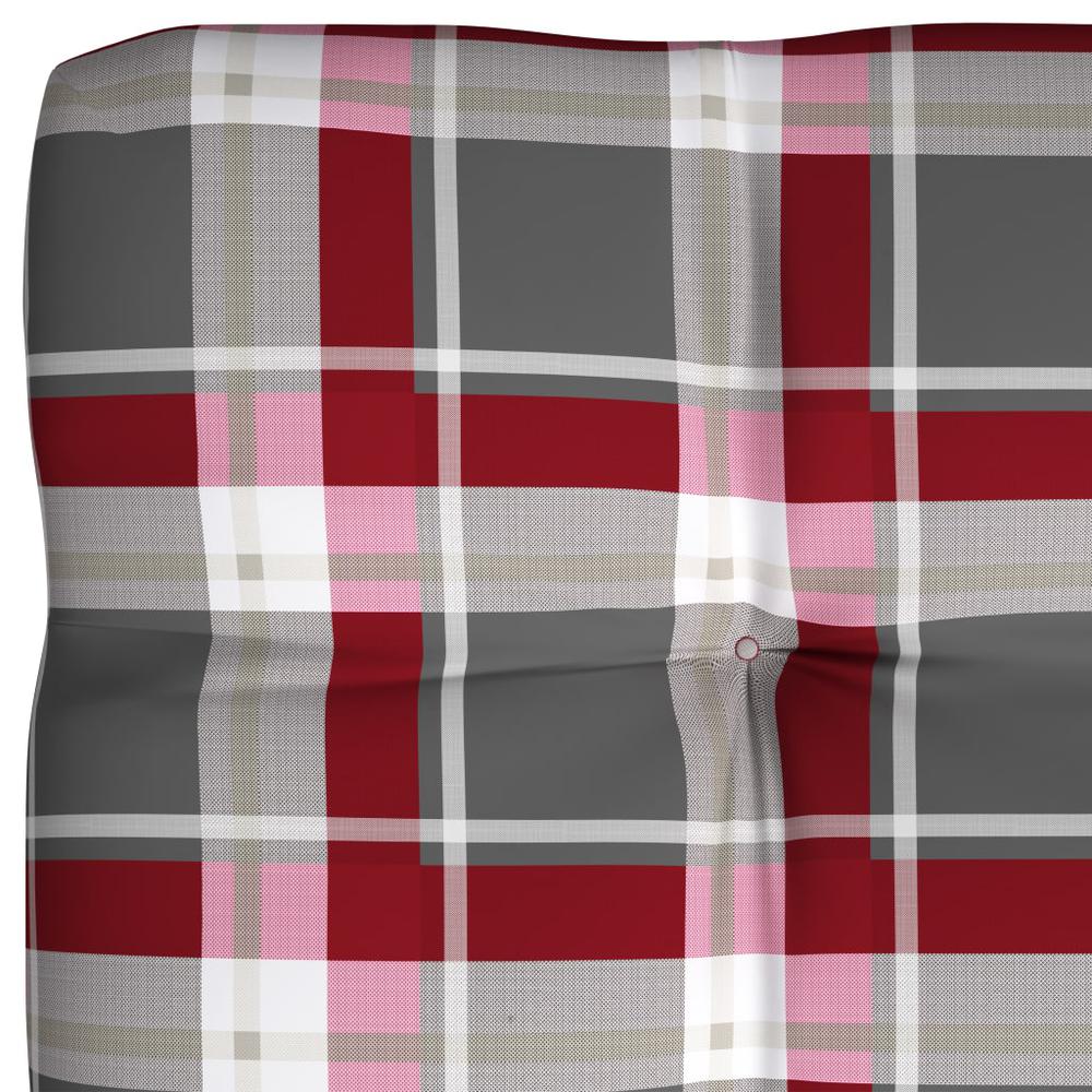 vidaXL Pallet Sofa Cushion Red Check Pattern 47.2"x31.5"x3.9". Picture 3