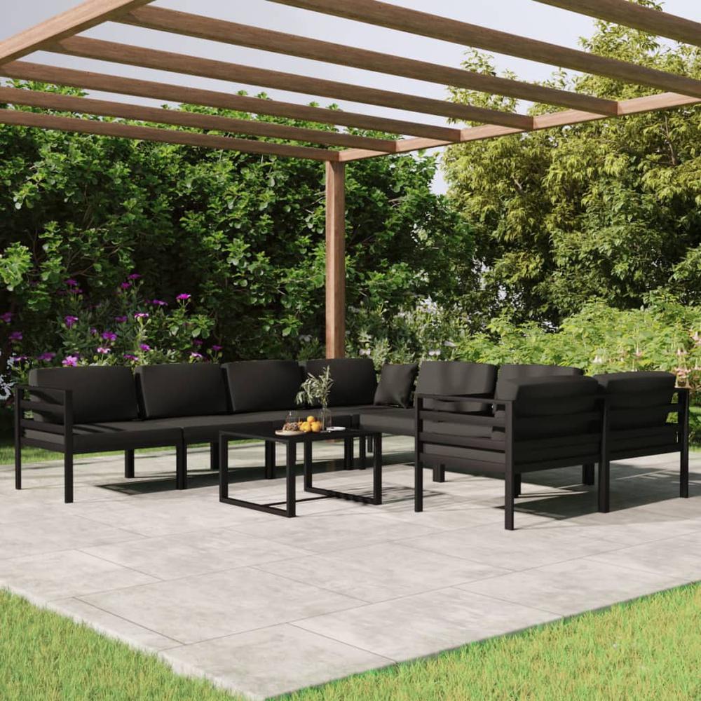 vidaXL 9 Piece Patio Lounge Set with Cushions Aluminum Anthracite, 3107821. The main picture.