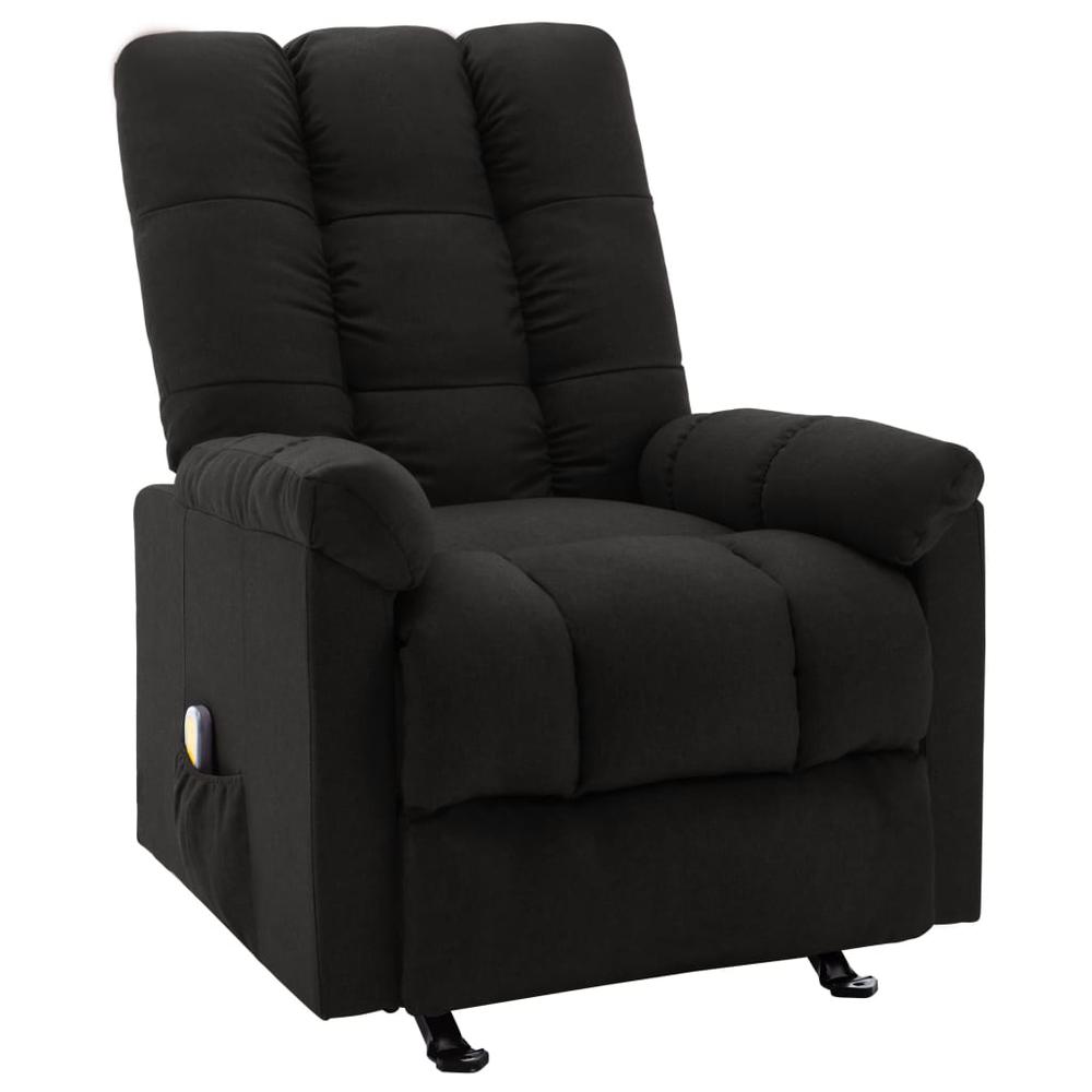 vidaXL Massage Reclining Chair Black Fabric. Picture 1