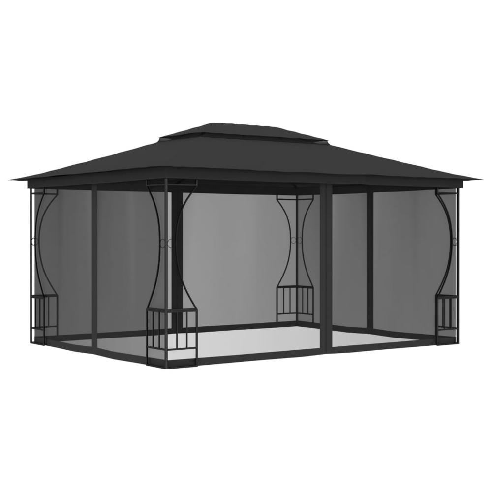 vidaXL Gazebo with Nets 9.8'x13.1'x8.7' Anthracite. Picture 1