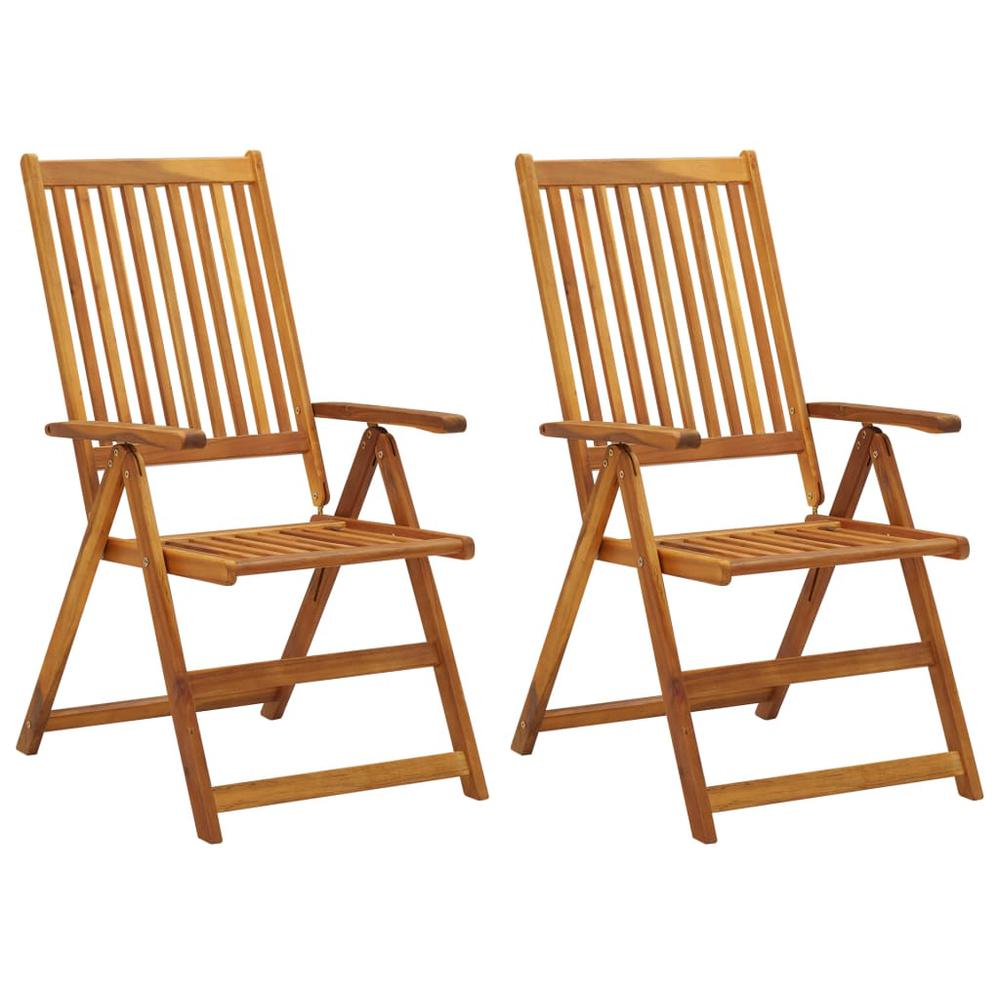 vidaXL Patio Reclining Chairs 2 pcs with Cushions Solid Acacia Wood, 3064064. Picture 2