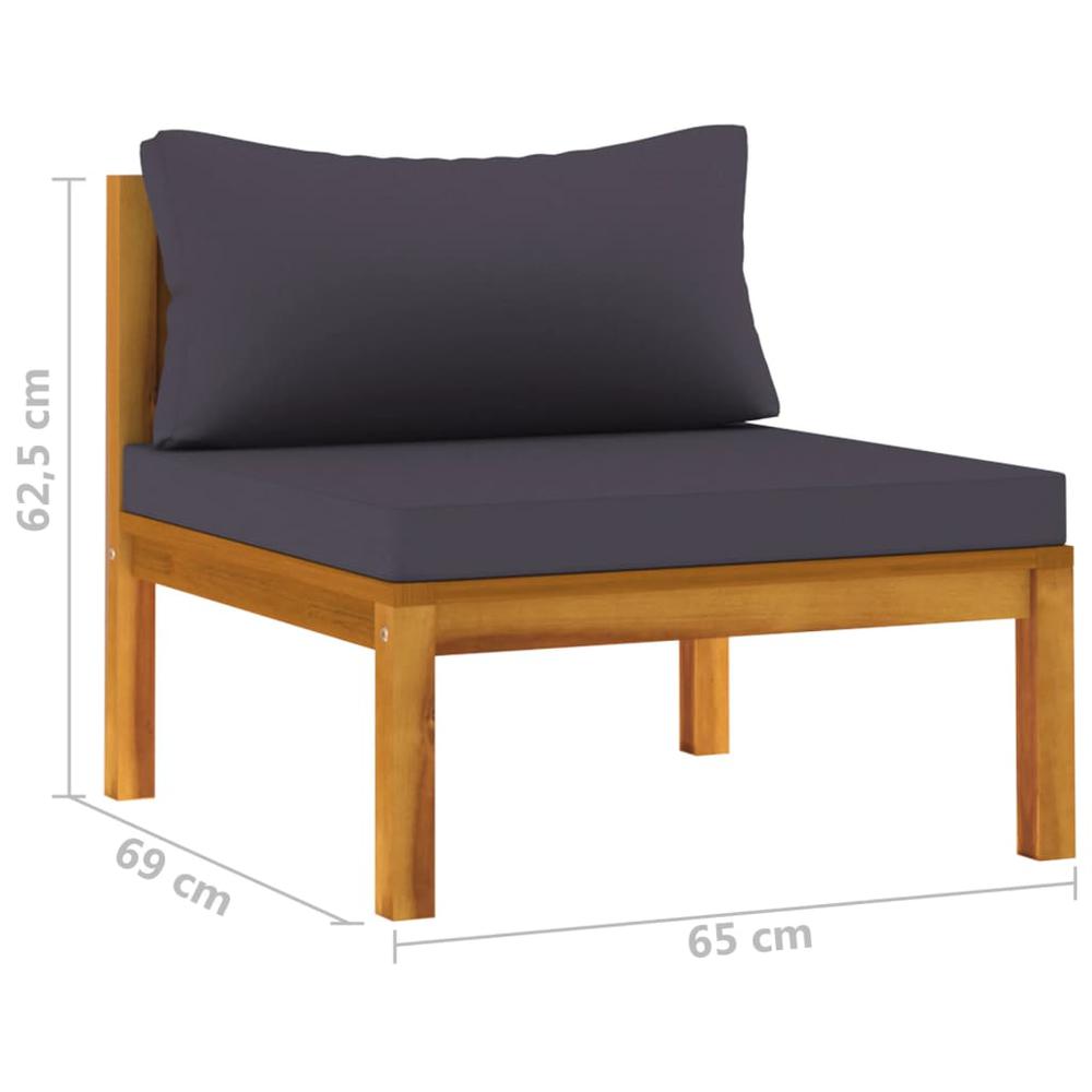 vidaXL 2 Piece Sofa Set with Dark Gray Cushions Solid Acacia Wood. Picture 12