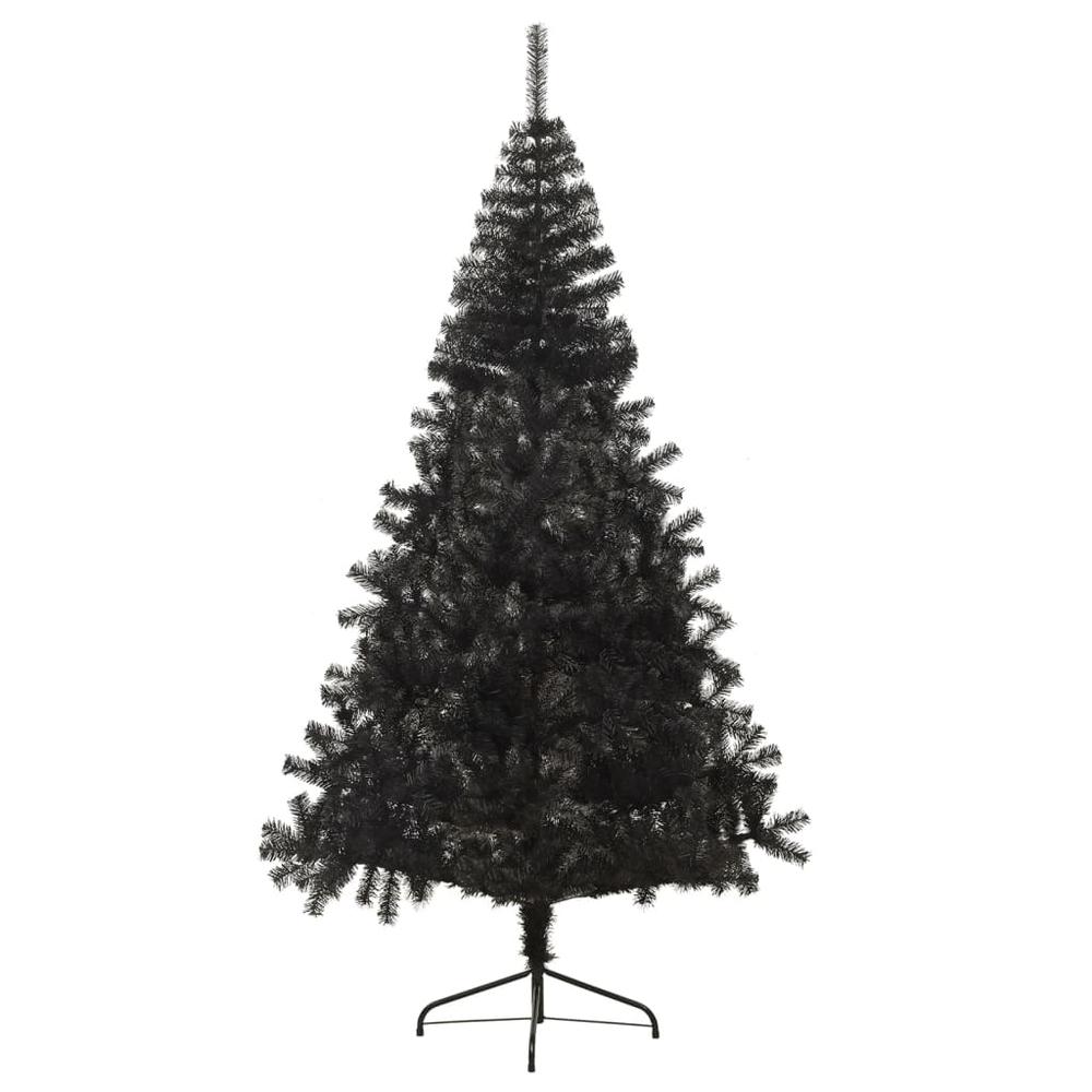 vidaXL Artificial Half Christmas Tree with Stand Black 94.5" PVC. Picture 4