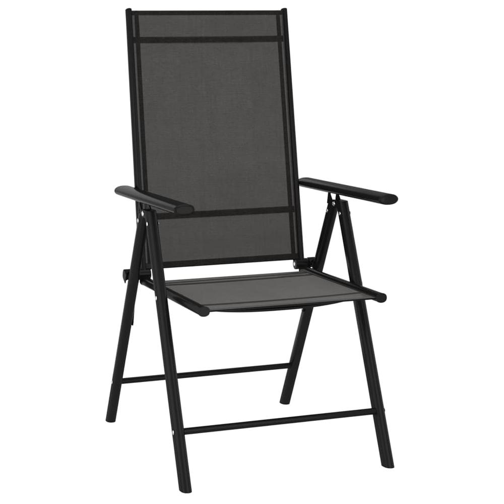 vidaXL Folding Patio Chairs 6 pcs Textilene Black, 312179. Picture 2