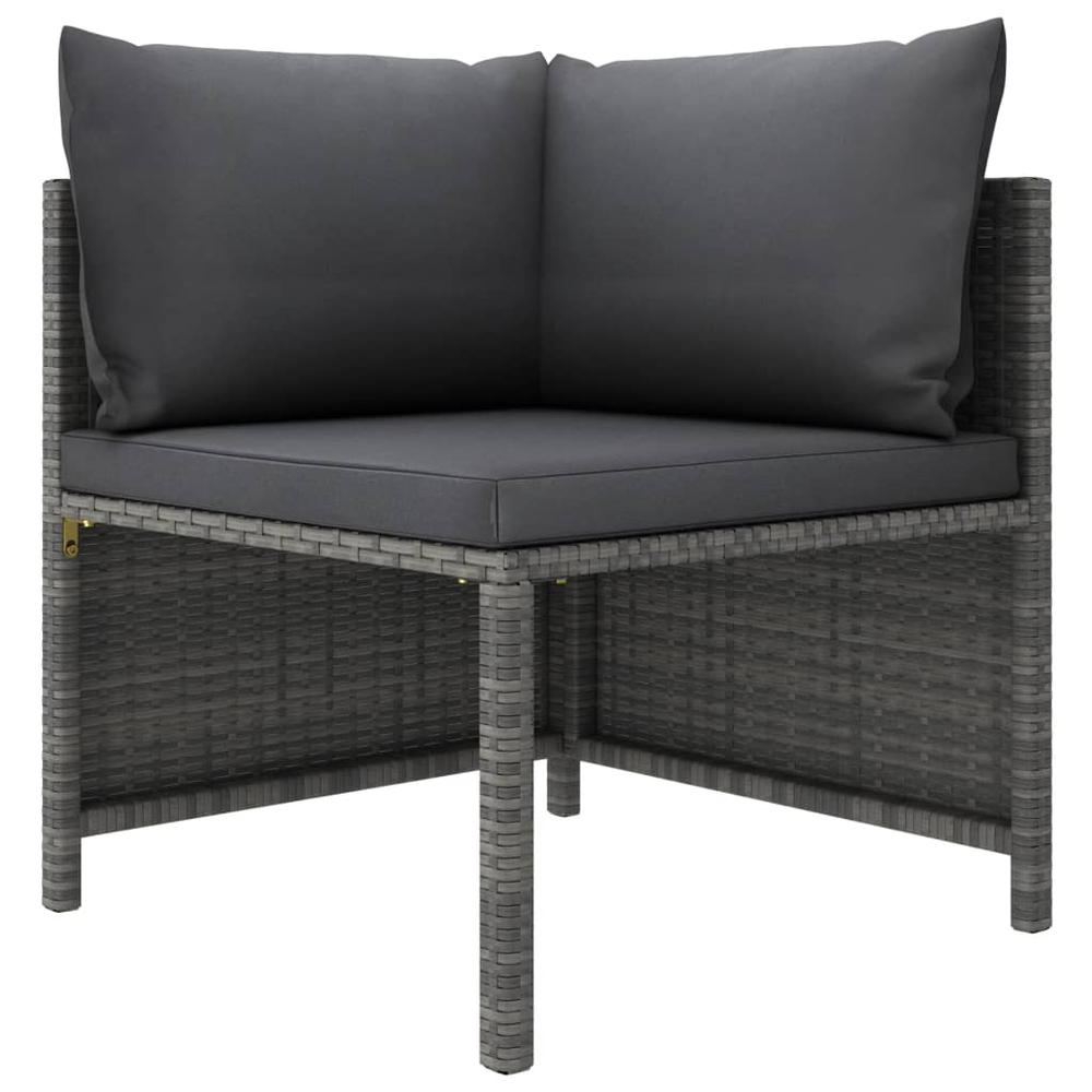 vidaXL 5 Piece Patio Lounge Set with Cushions Poly Rattan Gray, 3059753. Picture 3