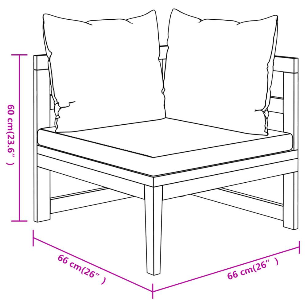 vidaXL 3 Piece Patio Lounge Set with Dark Gray Cushions Acacia Wood, 3087279. Picture 11