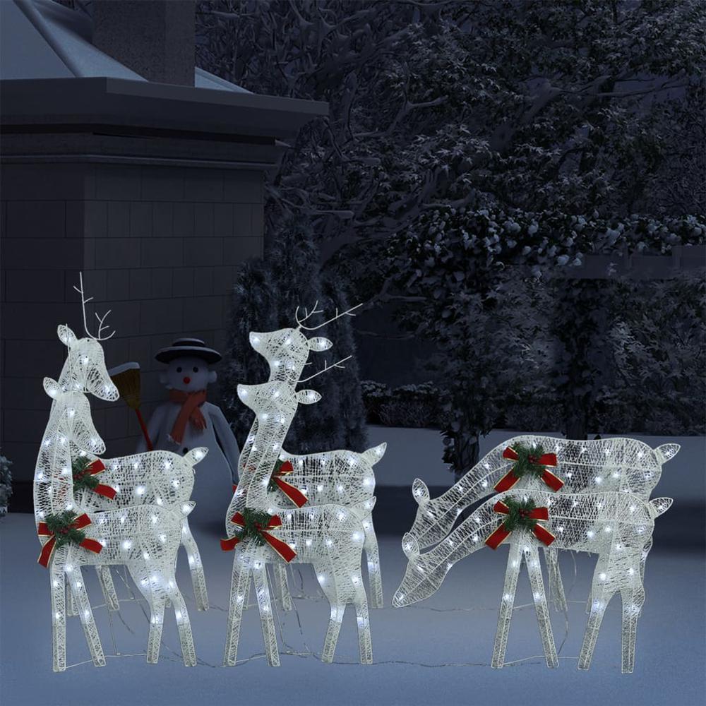 vidaXL Christmas Reindeers 6 pcs White Cold White Mesh. Picture 1