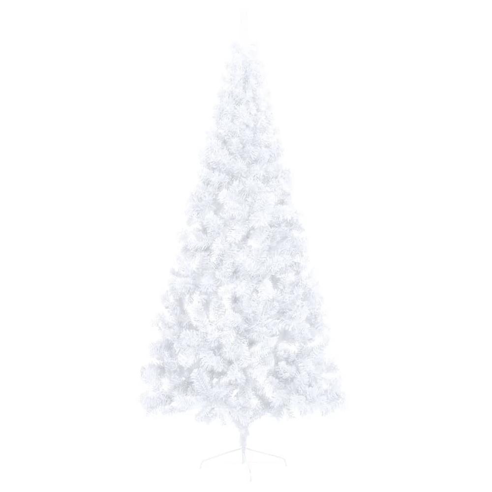 vidaXL Artificial Half Christmas Tree with Stand White 70.9" PVC. Picture 3