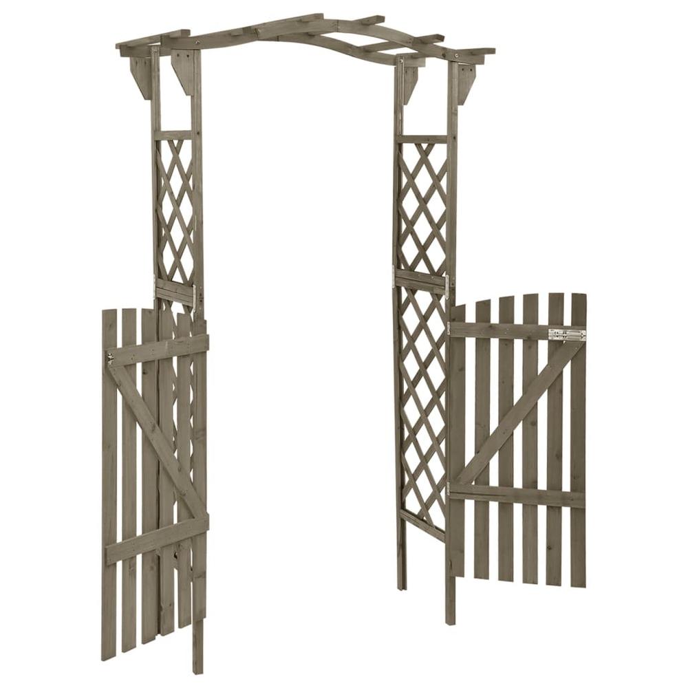 vidaXL Pergola with Gate 45.7"x15.7"x80.3" Gray Solid Firwood. Picture 3