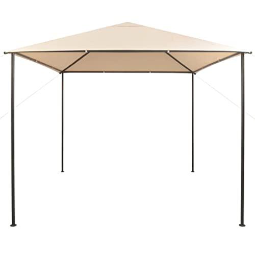vidaXL Gazebo Pavilion Tent Canopy 157.5"x157.5" Steel Beige, 43171. Picture 8