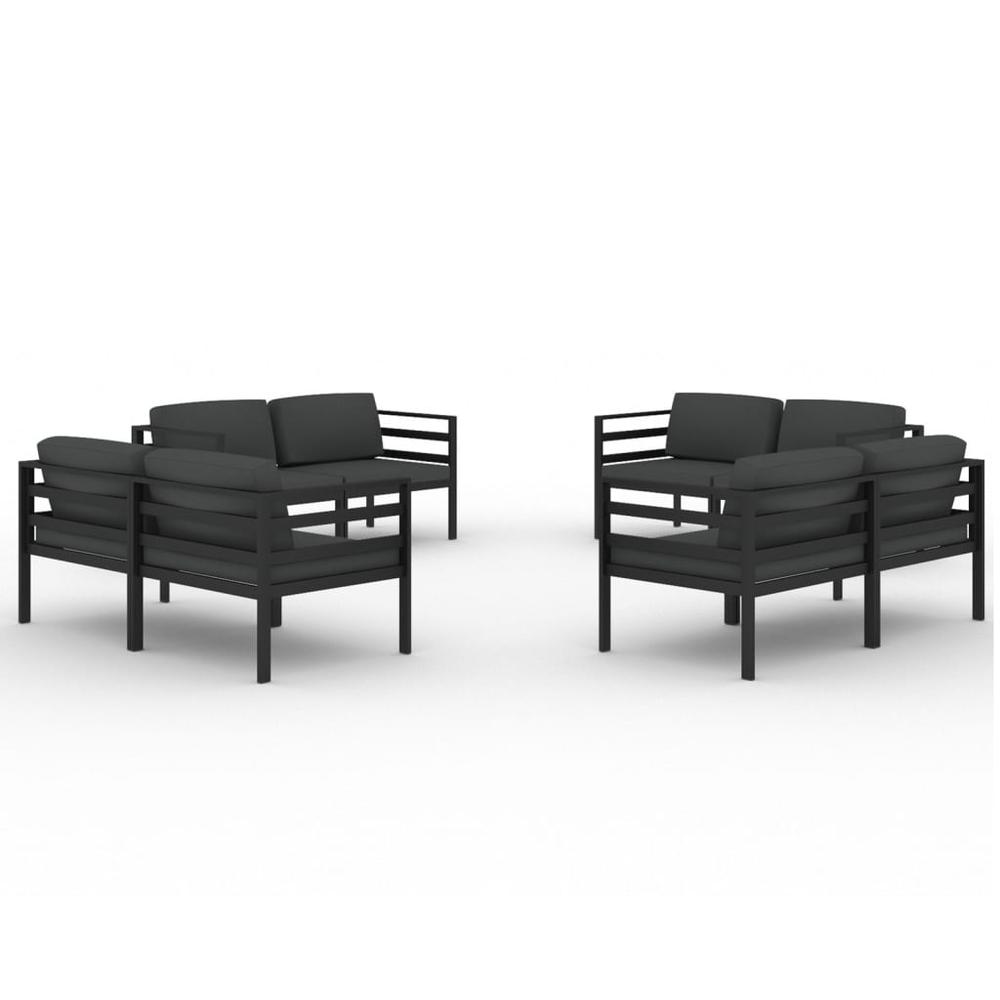 vidaXL 8 Piece Patio Lounge Set with Cushions Aluminum Anthracite, 3107829. Picture 2