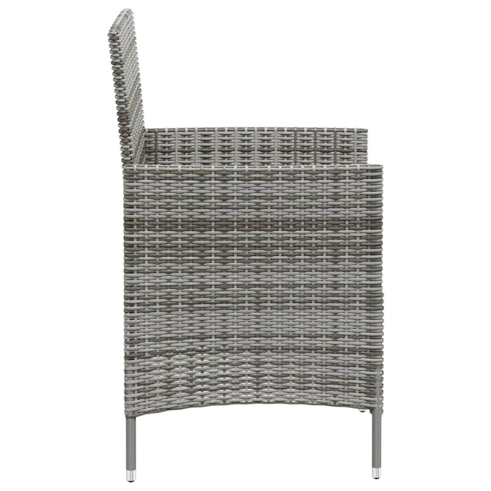 vidaXL Patio Chairs with Cushions 2 pcs Poly Rattan Gray. Picture 4