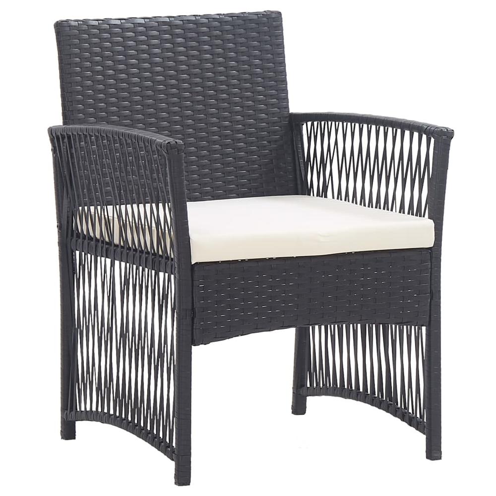 vidaXL Patio Armchairs with Cushions 2 pcs Black Poly Rattan. Picture 2