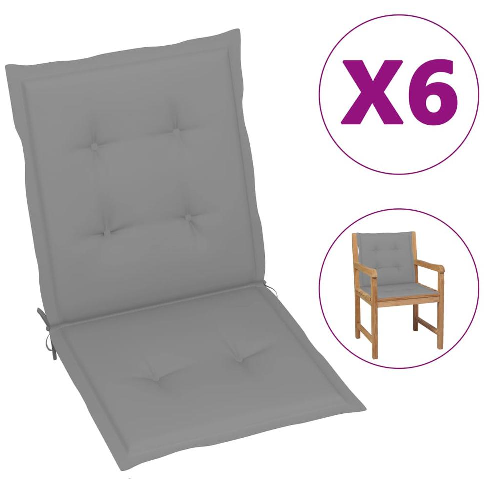 vidaXL Garden Chair Cushions 6 pcs Gray 39.4"x19.7"x1.2". Picture 1