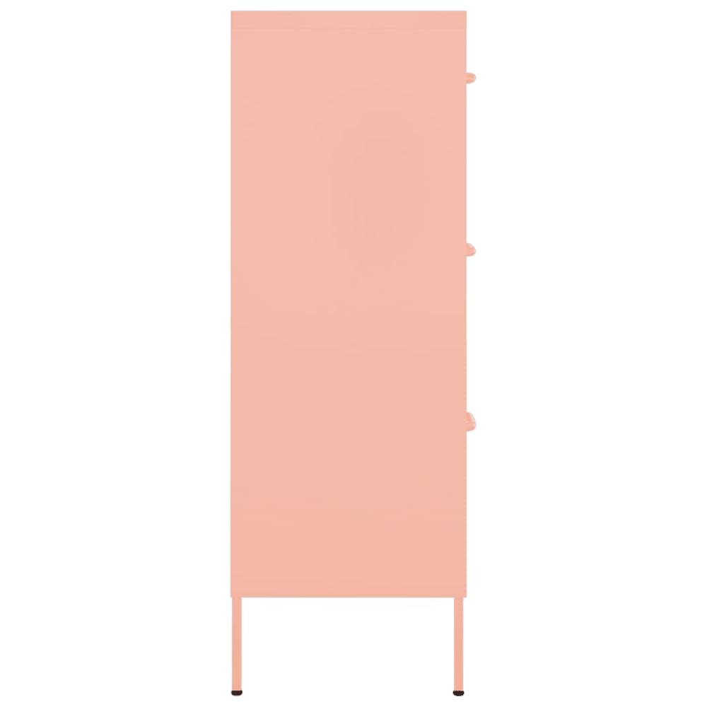 vidaXL Drawer Cabinet Pink 31.5"x13.8"x40" Steel. Picture 4