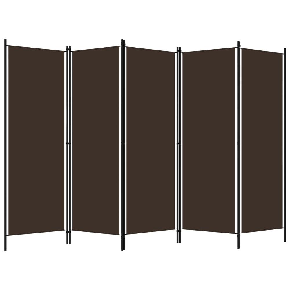 vidaXL 5-Panel Room Divider Brown 98.4"x70.9". Picture 2