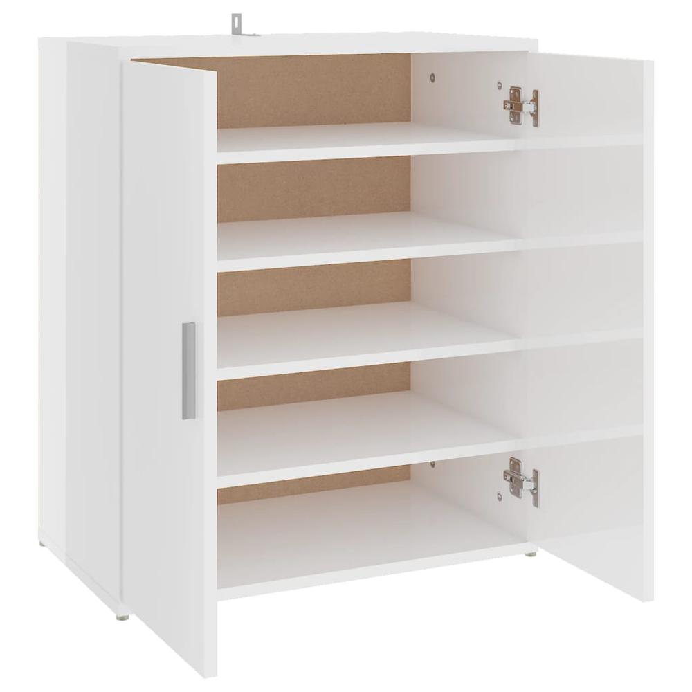 vidaXL Shoe Cabinet High Gloss White 23.6"x13.8"x27.6" Engineered Wood. Picture 2