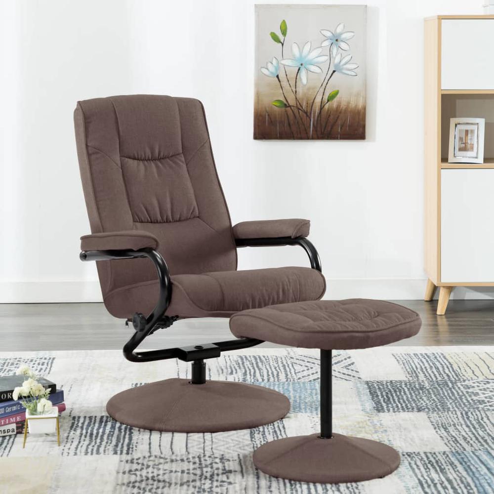 vidaXL Recliner Chair with Footrest Brown Fabric. Picture 1