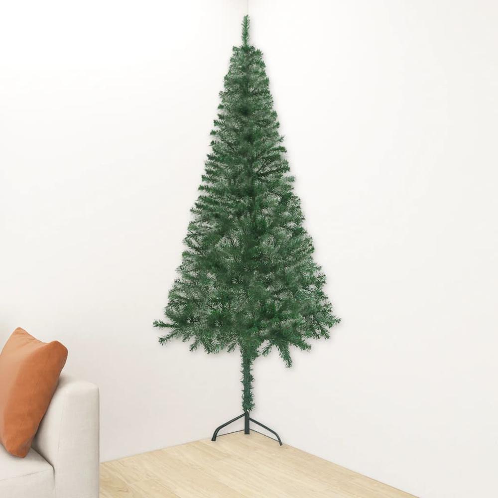 vidaXL Corner Artificial Christmas Tree Green 70.9" PVC. Picture 1