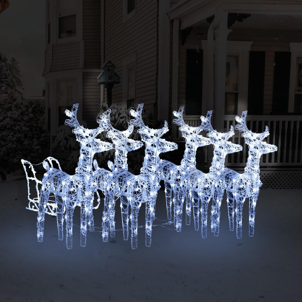 vidaXL Reindeers & Sleigh Christmas Decoration 320 LEDs Acrylic, 3100424. Picture 1