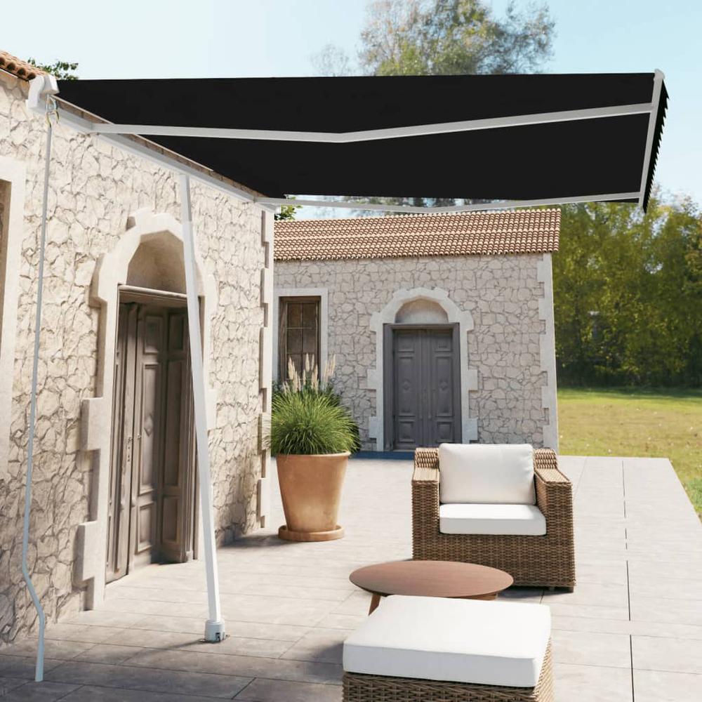 vidaXL Freestanding Manual Retractable Awning 118.1"x98.4" Anthracite, 3069499. Picture 1
