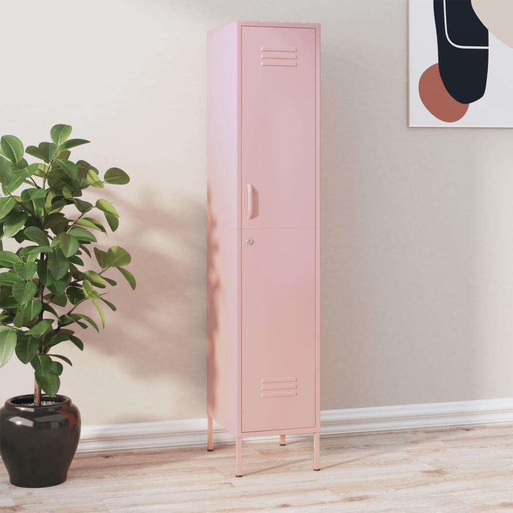 vidaXL Locker Cabinet Pink 13.8"x18.1"x70.9" Steel. Picture 1