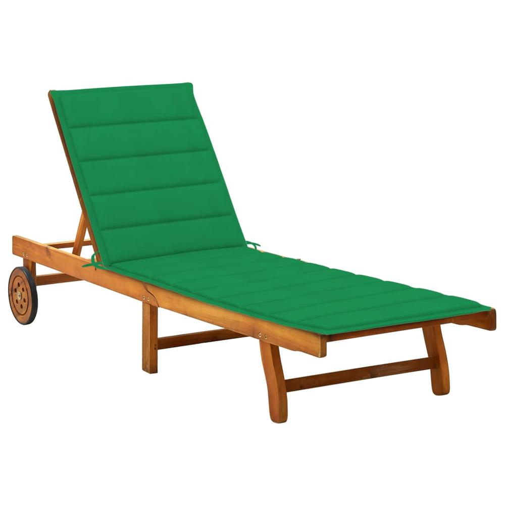 vidaXL Patio Sun Lounger with Cushion Solid Acacia Wood, 3061349. Picture 1