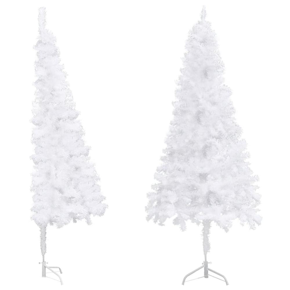 vidaXL Corner Artificial Christmas Tree White 59.1" PVC. Picture 2