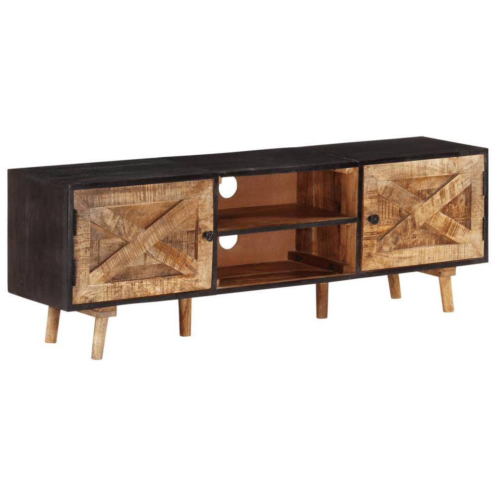 vidaXL TV Cabinet 55.1"x11.8"x18.1" Rough Mango Wood and Solid Acacia Wood. Picture 11