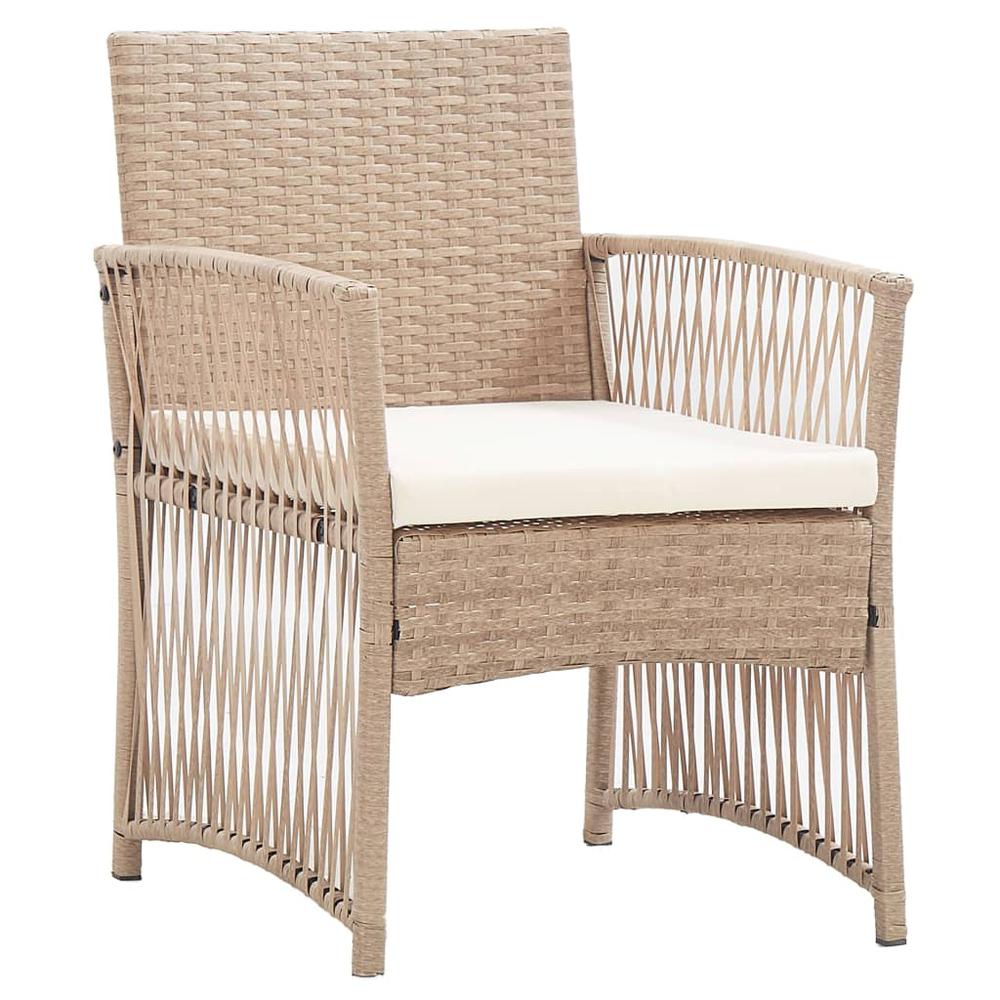 vidaXL 4 Piece Patio Lounge Set with Cushions Poly Rattan Beige. Picture 12
