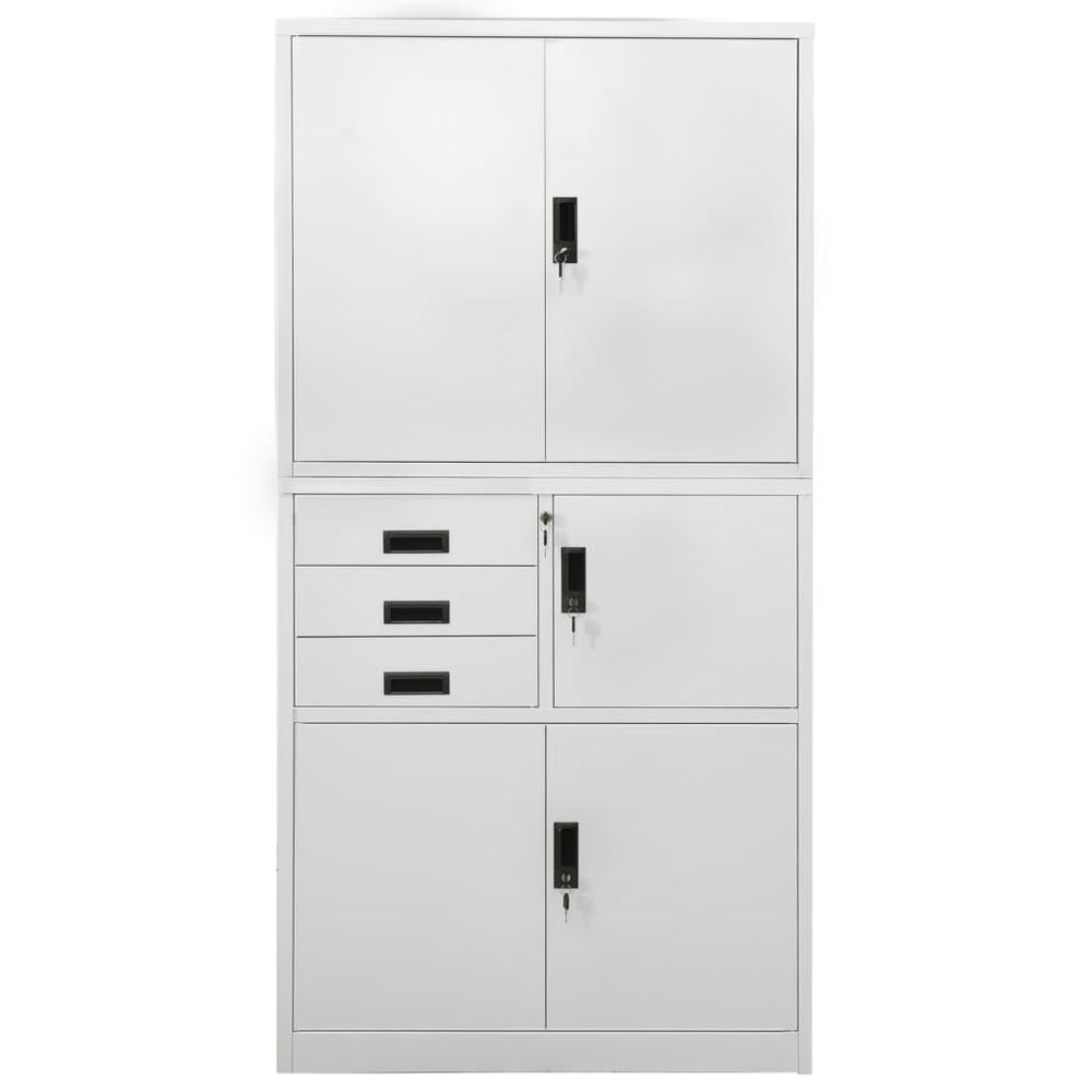 vidaXL Office Cabinet Light Gray 35.4"x15.7"x70.9" Steel, 336414. Picture 2