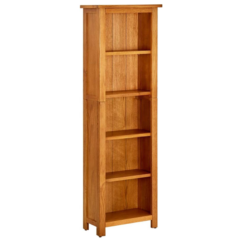 vidaXL 5-Tier Bookcase 17.7"x8.6"x55.1" Solid Oak Wood. Picture 1