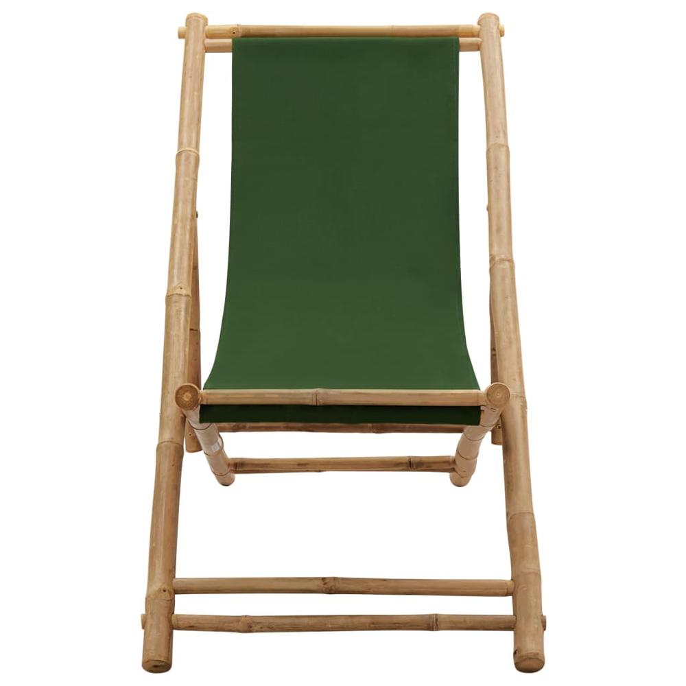 vidaXL Deck Chair Bamboo and Canvas Green, 318593. Picture 2