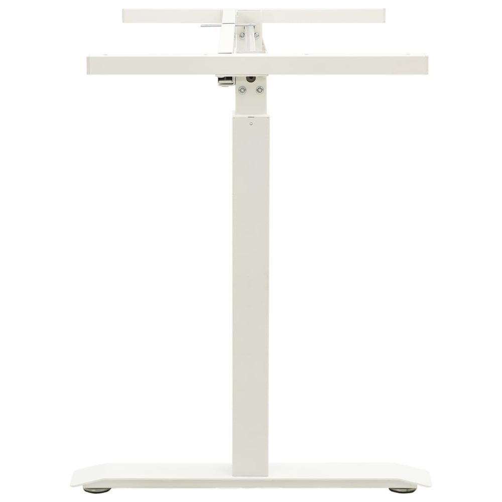 vidaXL Manual Height Adjustable Standing Desk Frame Hand Crank White. Picture 4
