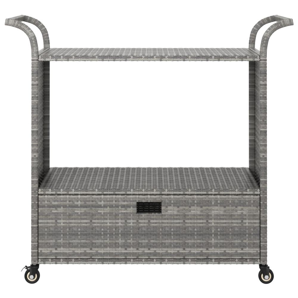 vidaXL Bar Cart with Drawer Gray 39.4"x17.7"x38.2" Poly Rattan. Picture 3