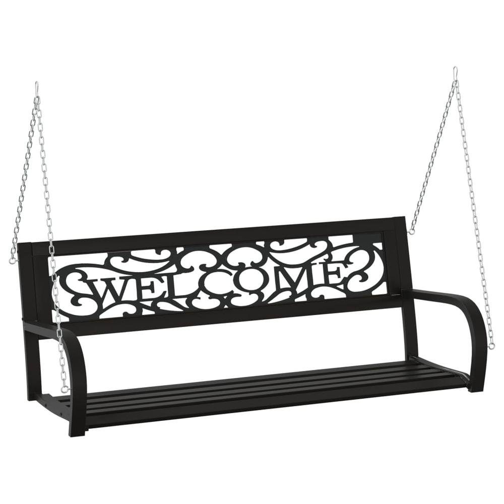 vidaXL Patio Swing Bench 49.2" Steel and Plastic Black, 317143. Picture 2