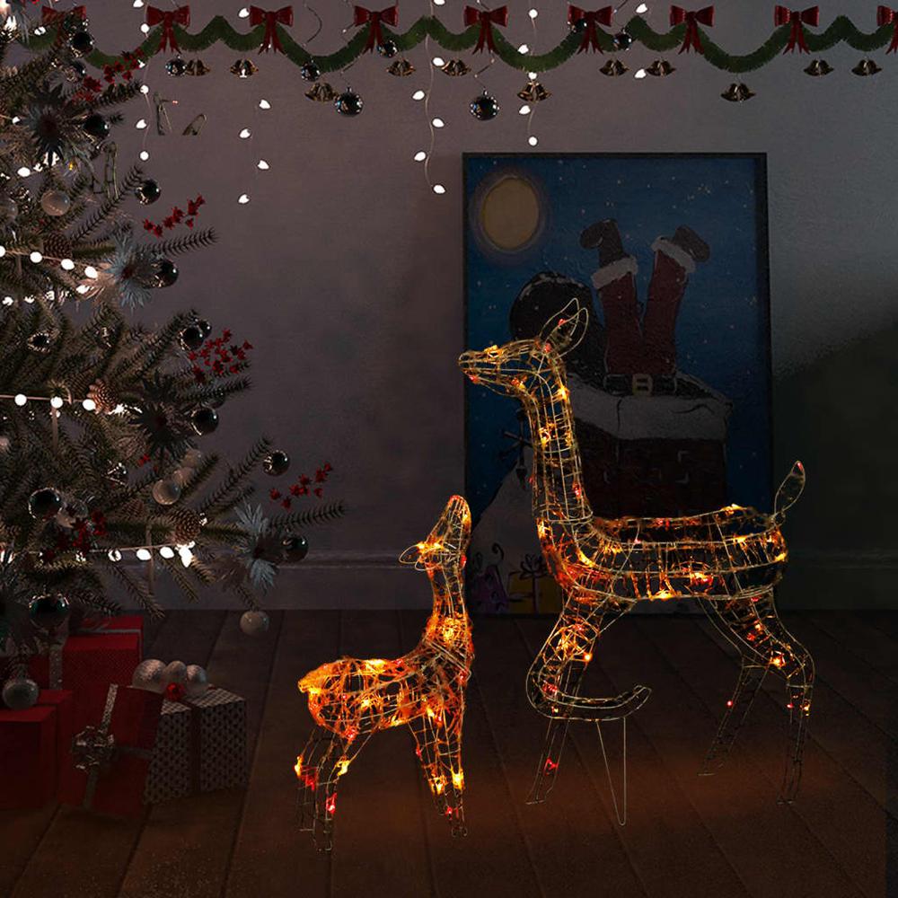 vidaXL Acrylic Reindeer Family Christmas Decoration 160 LED Colorful. Picture 1