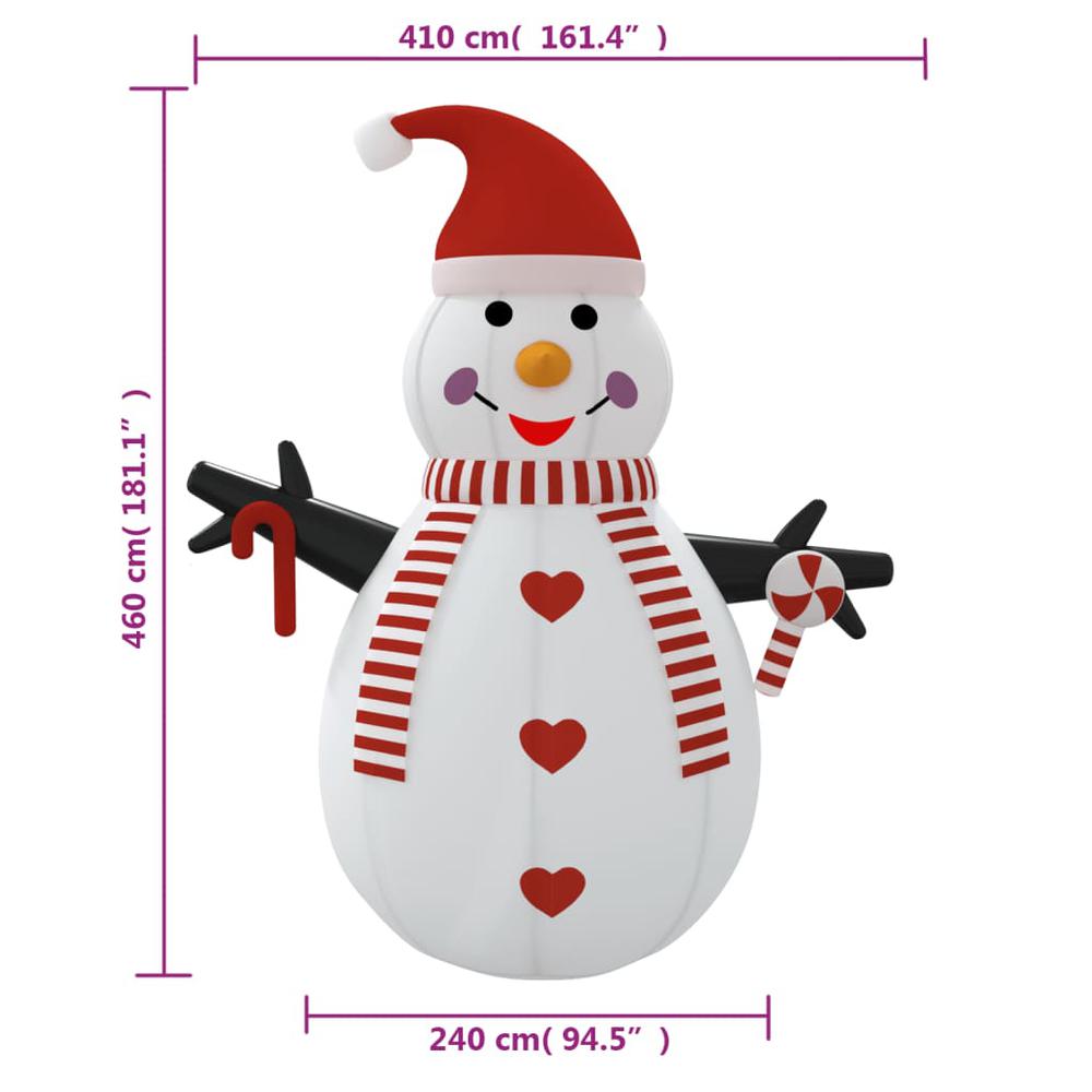 vidaXL Inflatable Snowman with LEDs 181.1". Picture 12