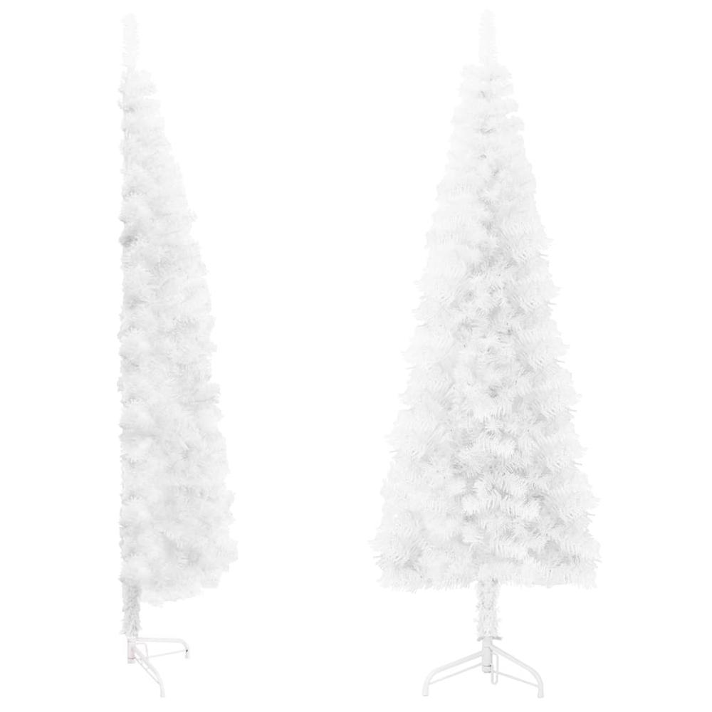vidaXL Slim Artificial Half Christmas Tree with Stand White 94.5". Picture 2