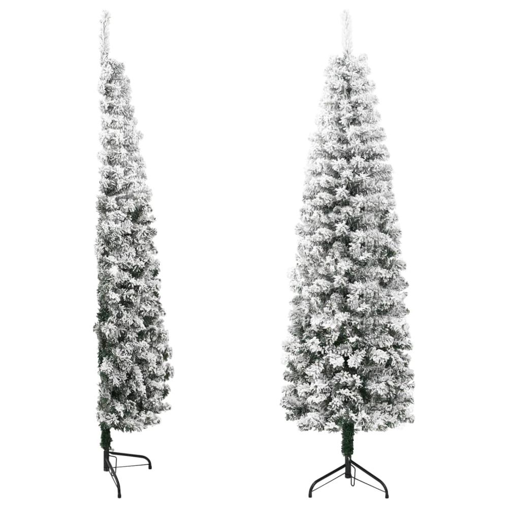 vidaXL Slim Artificial Half Christmas Tree with Flocked Snow 70.9". Picture 2