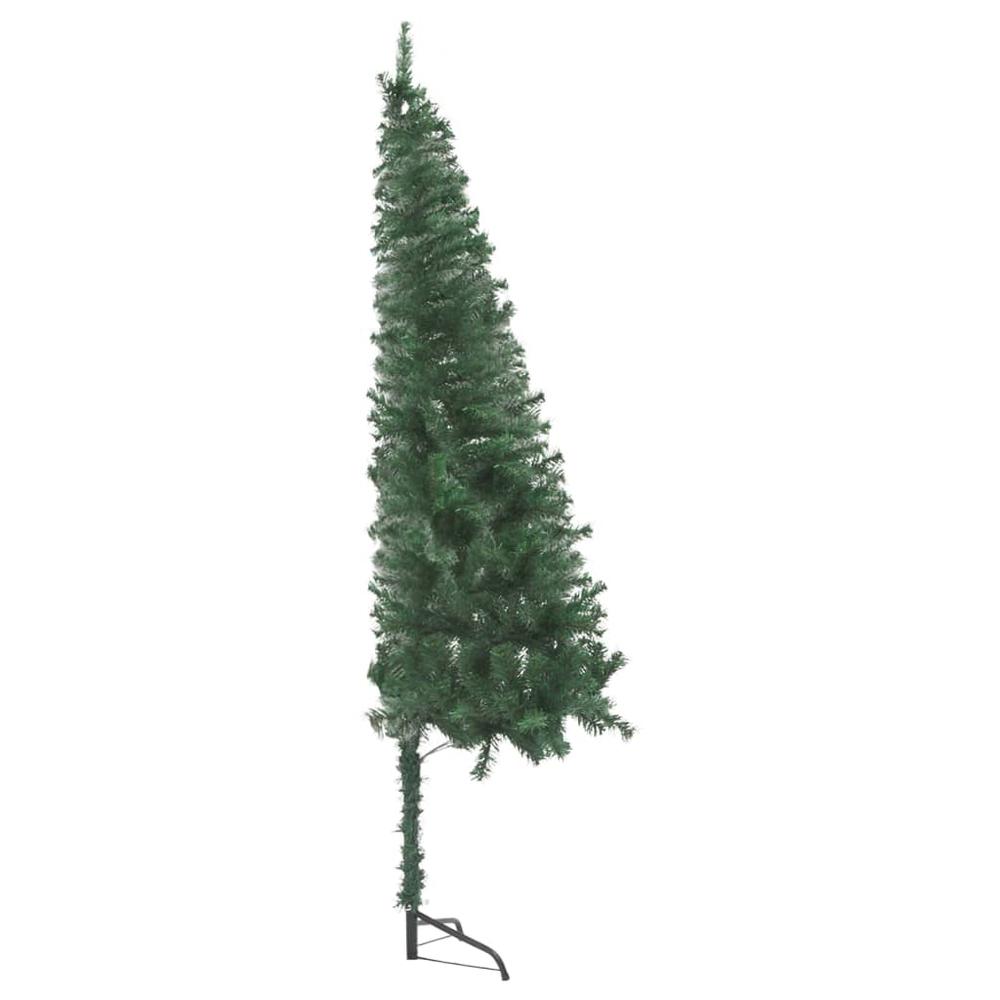 vidaXL Corner Artificial Christmas Tree Green 82.7" PVC. Picture 4