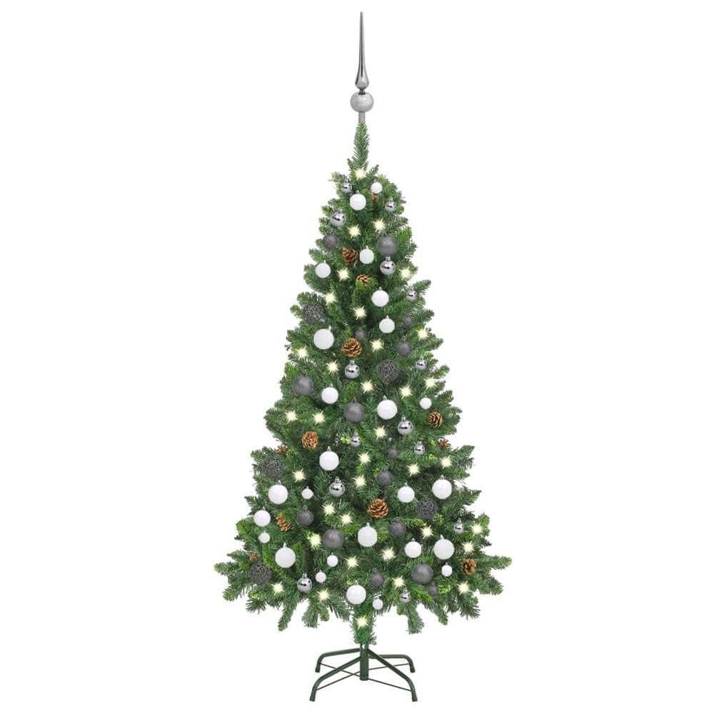 vidaXL Artificial Christmas Tree with LEDs&Ball Set Pine Cones 59.1", 3077892. Picture 1