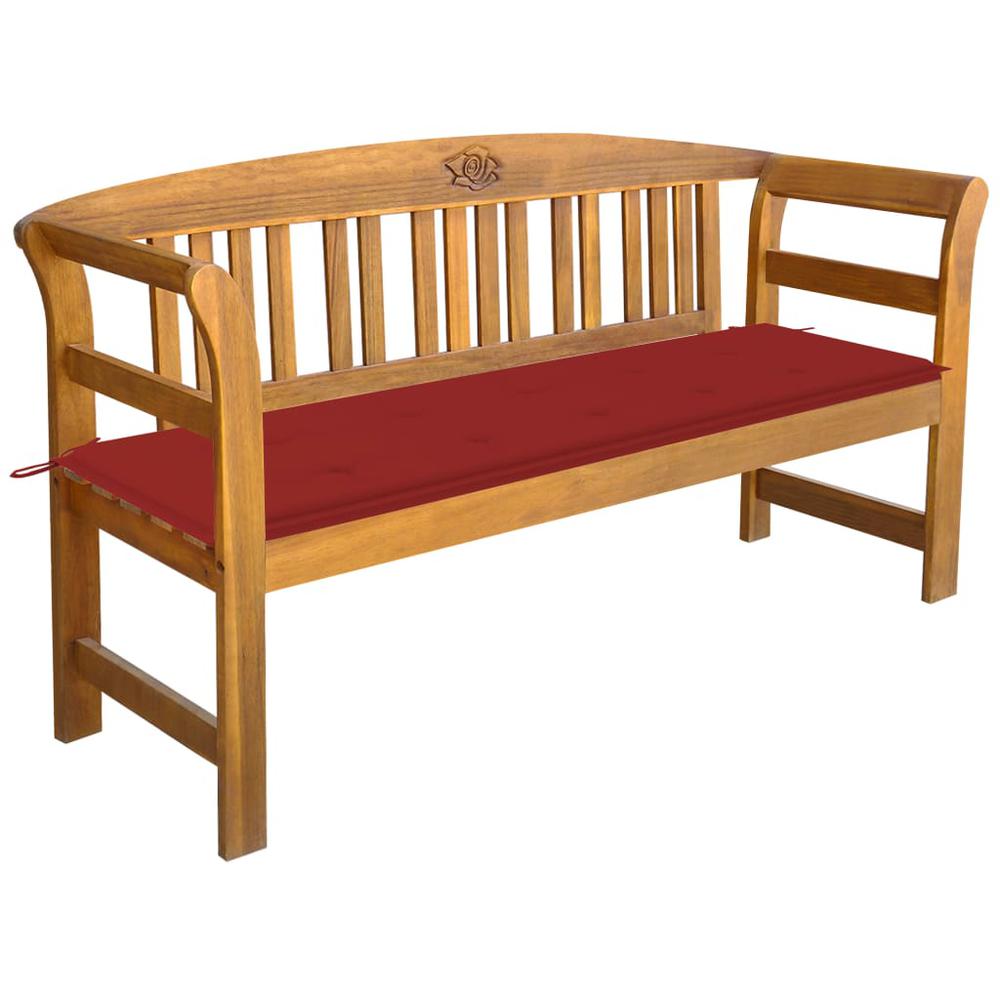 vidaXL Patio Bench with Cushion 61.8" Solid Acacia Wood, 3064272. Picture 1